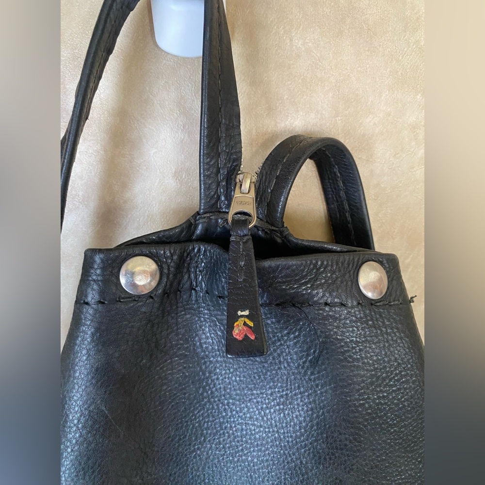Henry Beguelin Buttery Black Leather Backpack Vintage Zipper Strap Unique Rare - Picture 4 of 9